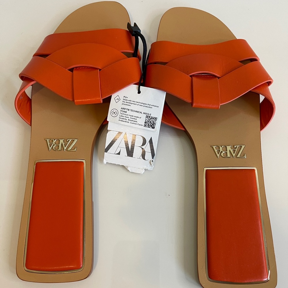 Brand New Zara Slides in Orange Size 41
